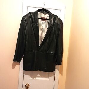 CAPITOL Dark Green Leather Jacket Size LG